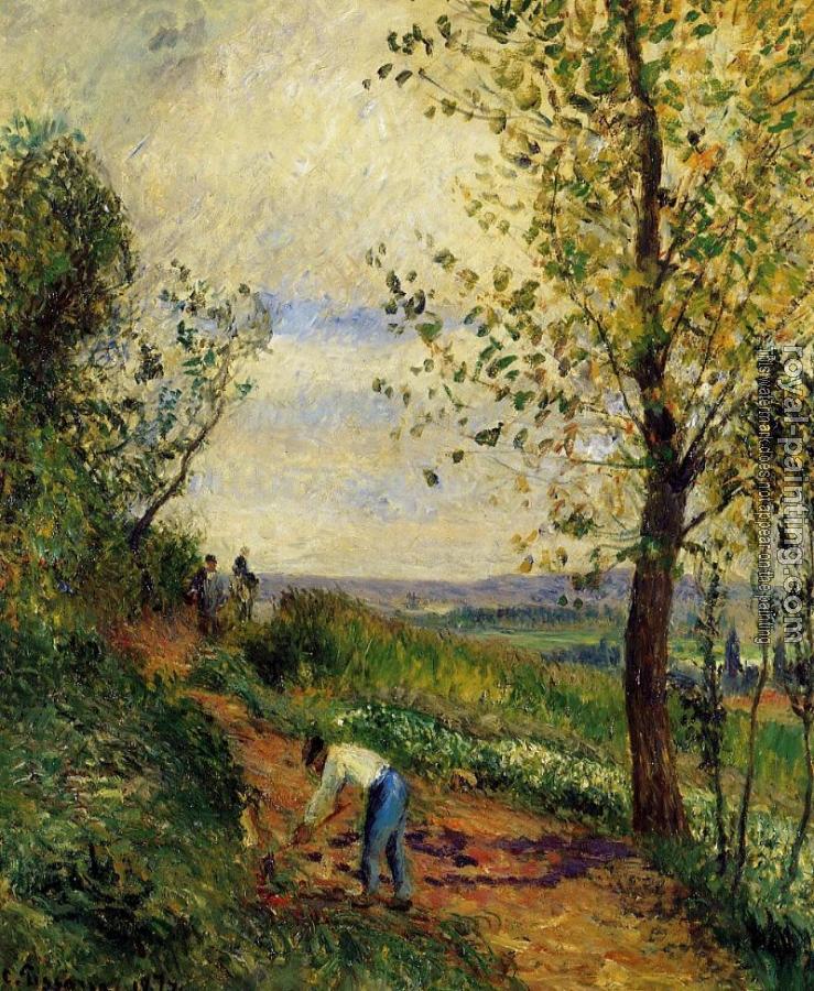 Camille Pissarro : Landscape with a Man Digging